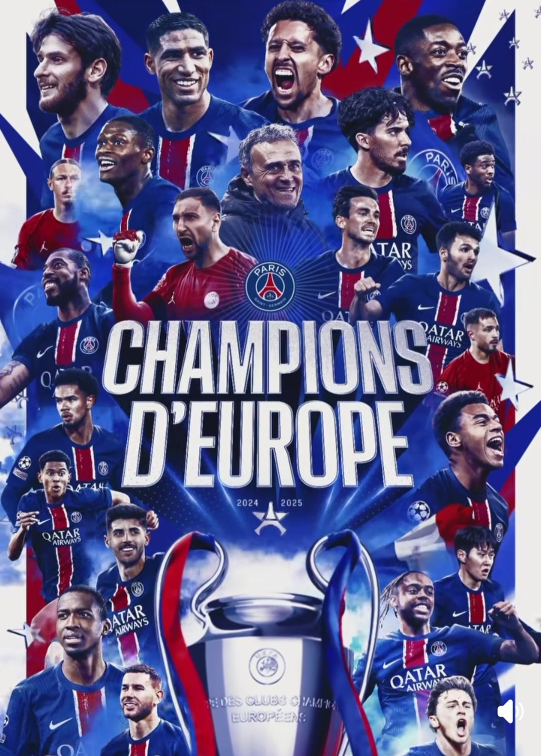 POSTER  ULTRA COLLECTOR " CHAMPIONS D' EUROPE "  ( 297x420 mm )