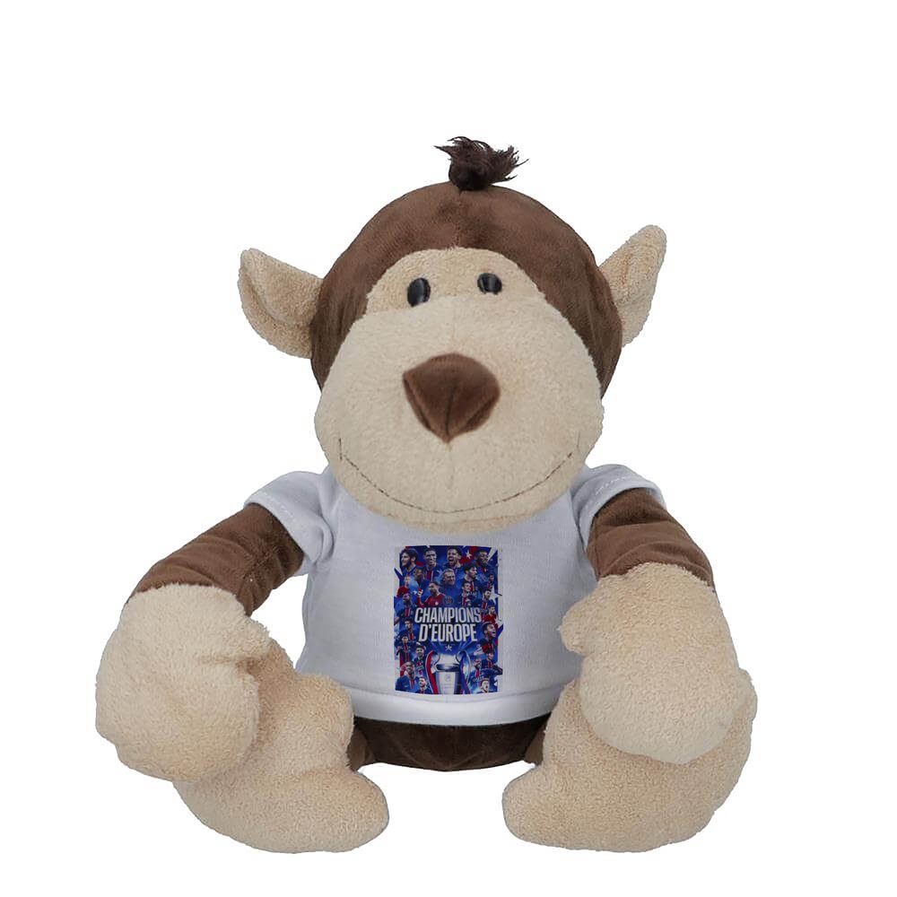 Singe en peluche ( COLLECTOR A VIE ) avec T-shirt CHAMPIONS D EUROPE