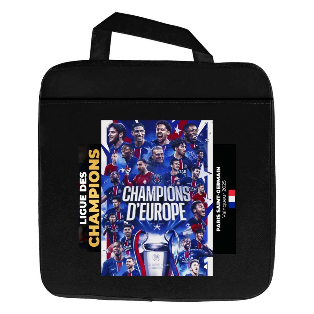 Coussin de stade avec pochette " CHAMPION D EUROPE "