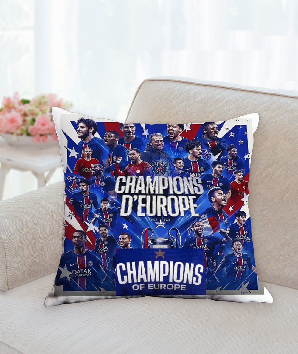 Coussin " CHAMPION D EUROPE " 45.6 cm X 45.6 cm ( GRAND )