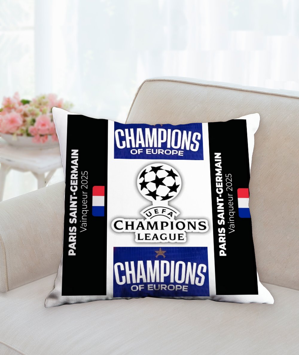 Coussin "CHAMPION D’EUROPE" de 45,6 cm x 45,6 cm ( RECTO/VERSO )
